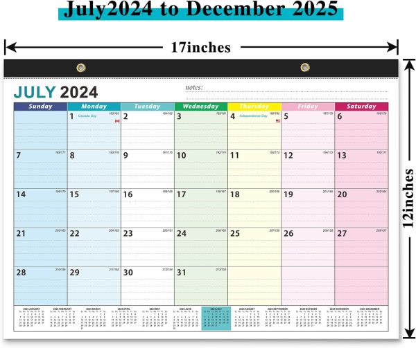 Desk Calendar 2025, 21 Months Calendar Runs from October 2024 to June 2026 - Large 17" x 12" Desktop/Wall Monthly Calendar for Home School, or Office - 2025 New Edition - Image 2