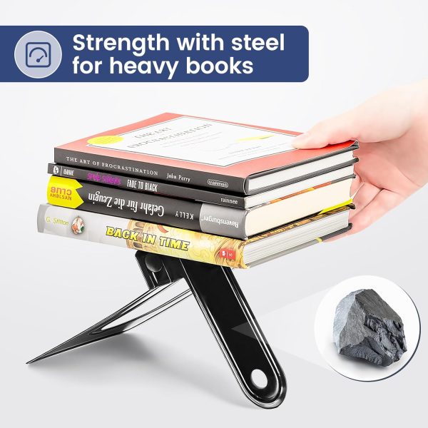 HappyHapi Bookends, Book Ends, Metal Bookend for Shelves, Non-Skid Book End to Hold Books, Black Book Stopper/Holder for Office Home Kitchen, 5.7X 4.9 X 6.5 in, 3 Pair(6 Pcs, Large) - Image 2