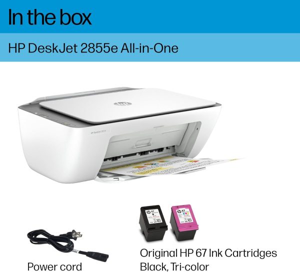 HP DeskJet 2855e Wireless All-in-One Color Inkjet Printer, Scanner, Copier, Best-for-home, 3 months of ink included (588S5A) - Image 6