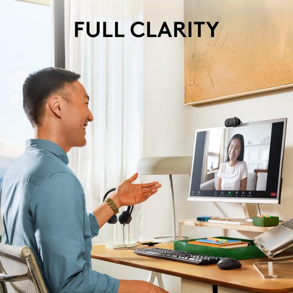 Logitech Brio 101 Full HD 1080p Webcam Made for Meetings and Works for Streaming — Auto-Light Balance, Built-in Mic, Privacy Shutter, USB-A, for Microsoft Teams, Google Meet, Zoom, and More - Black - Image 2