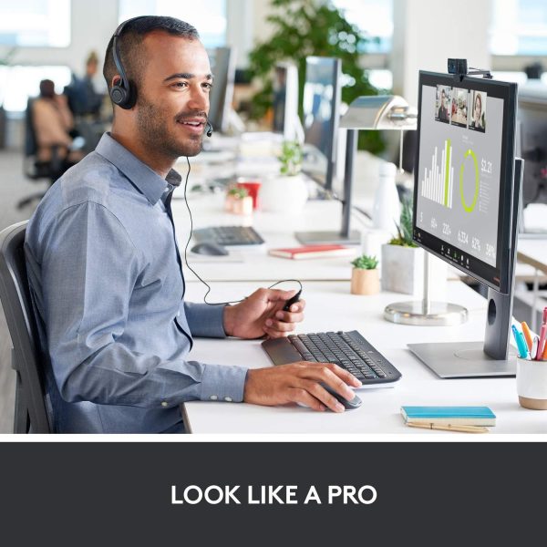 Logitech C920x HD Pro Webcam, Full HD 1080p/30fps Video Calling, Clear Stereo Audio, HD Light Correction, Works with Skype, Zoom, FaceTime, Hangouts, PC/Mac/Laptop/Macbook/Tablet - Black - Image 2