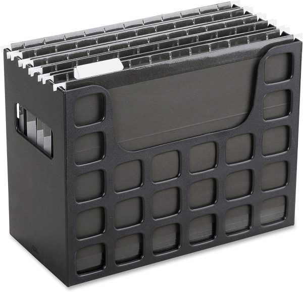 Pendaflex Portable Desktop File, Side Handles, Hanging File Folders, Tabs & Inserts, Letter Size, 9-1/2 x 12-3/16 x 6 Inches, Black (23013) - Image 4