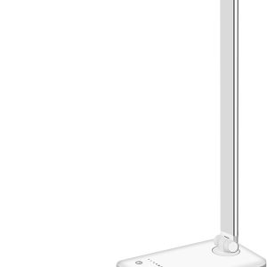 White crown LED Desk Lamp Dimmable Table Lamp Reading Lamp with USB Charging Port, 5 Lighting Modes, Sensitive Control, 30/60 Minutes Auto-Off Timer, Eye-Caring Office Lamp (Silver)